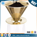 Titanium Coated Gold Pour Over Cone Dripper Reusable Stainless Steel Coffee Filter for Chemex, Hario, Carafes